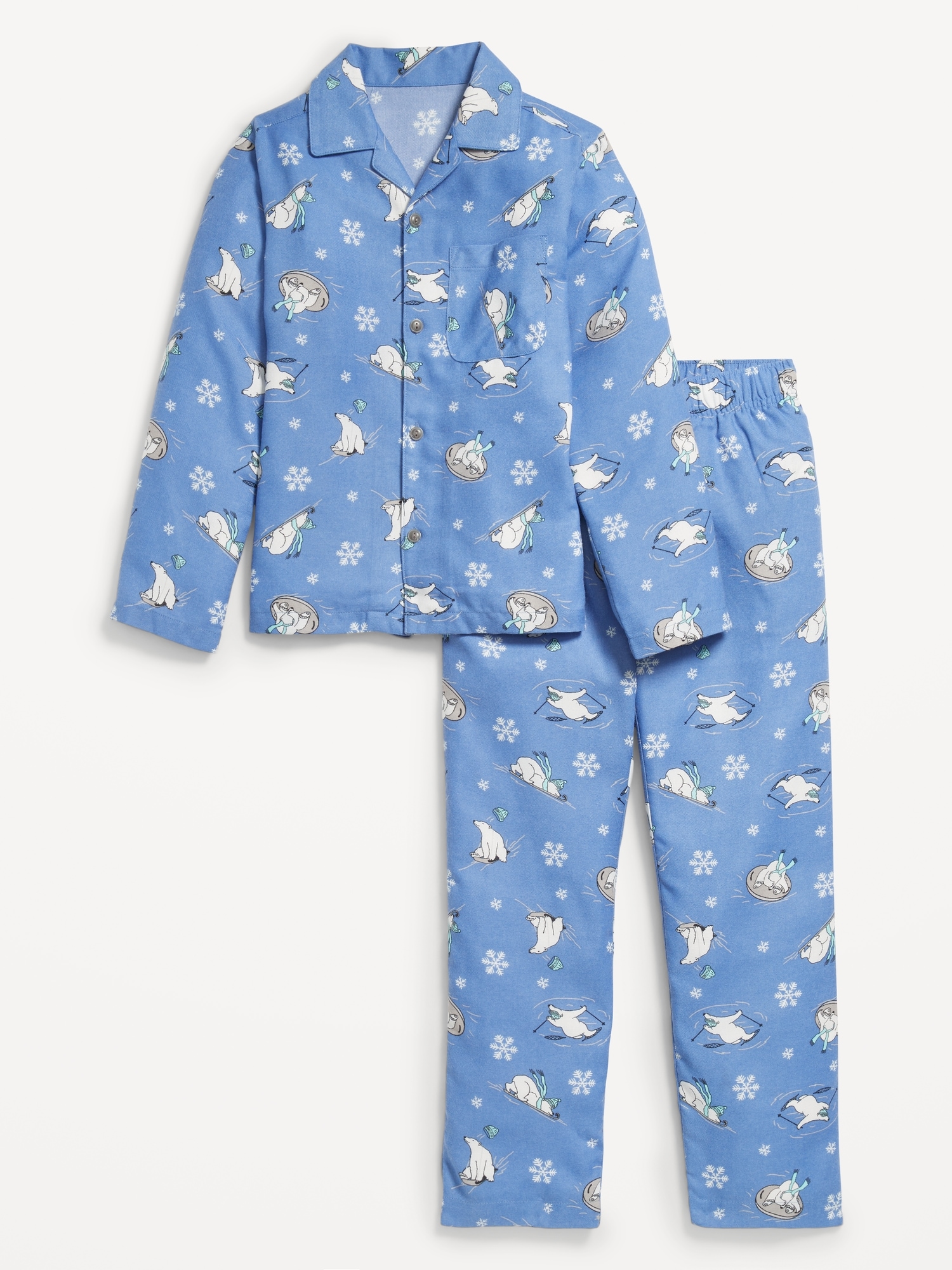 Gender-Neutral Printed Button-Front Pajama Set for Kids