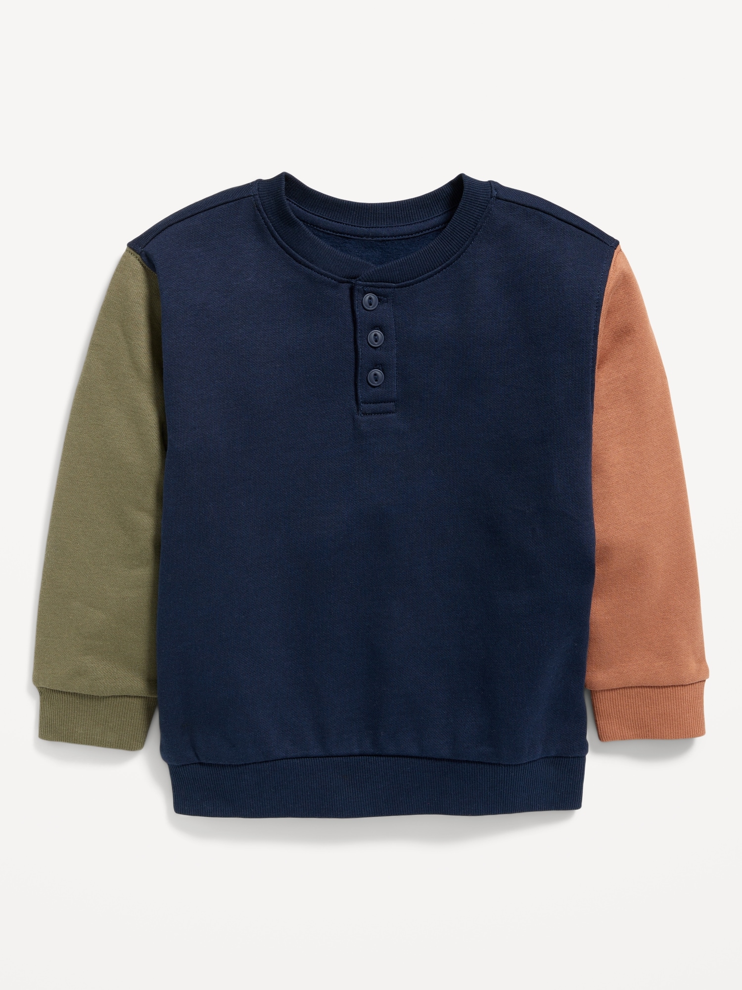 Oversized Crew-Neck Henley Sweater for Toddler Boys