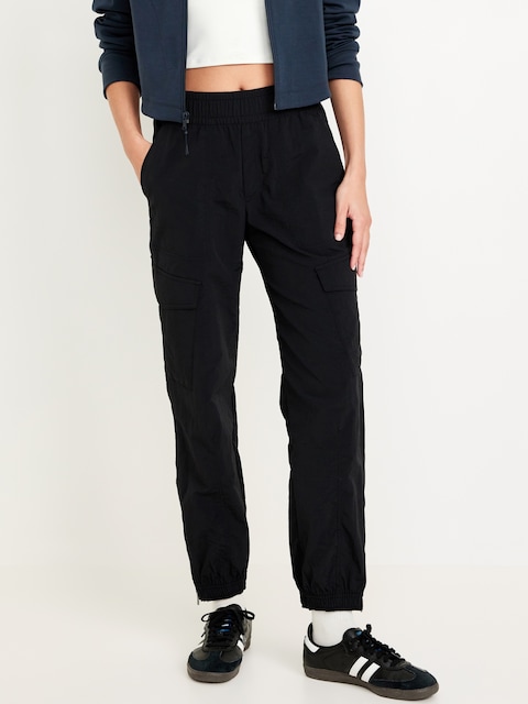Pantalon de jogging cargo à taille haute et à glissière aux chevilles pour Femme