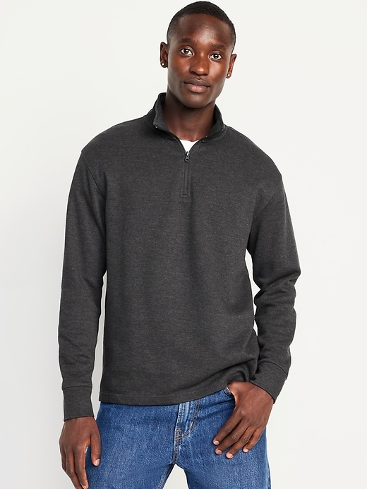 Image number 1 showing, French Rib Quarter-Zip Sweater