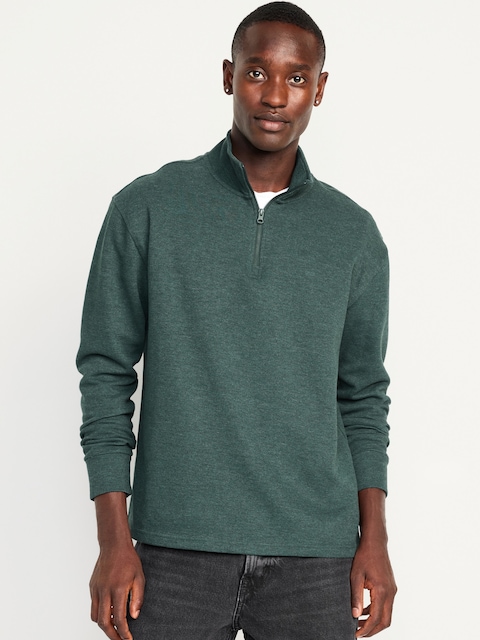 French Rib Quarter-Zip Sweater - Forest Canopy