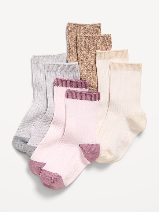 View large product image 1 of 1. Unisex Soft-Knit Camp Crew Socks 4-Pack for Toddler &amp; Baby