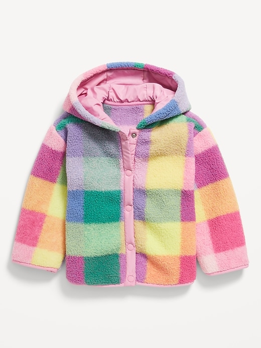 Voir une image plus grande du produit 1 de 3. Veste à capuchon surdimensionnée à motif pour toute-petite fille