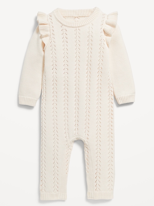 View large product image 1 of 2. Sweater-Knit Ruffled One-Piece for Baby