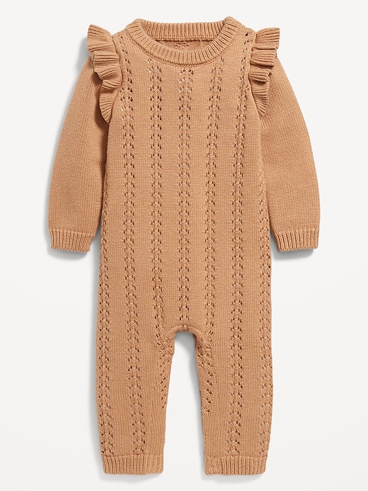 View large product image 2 of 2. Sweater-Knit Ruffled One-Piece for Baby