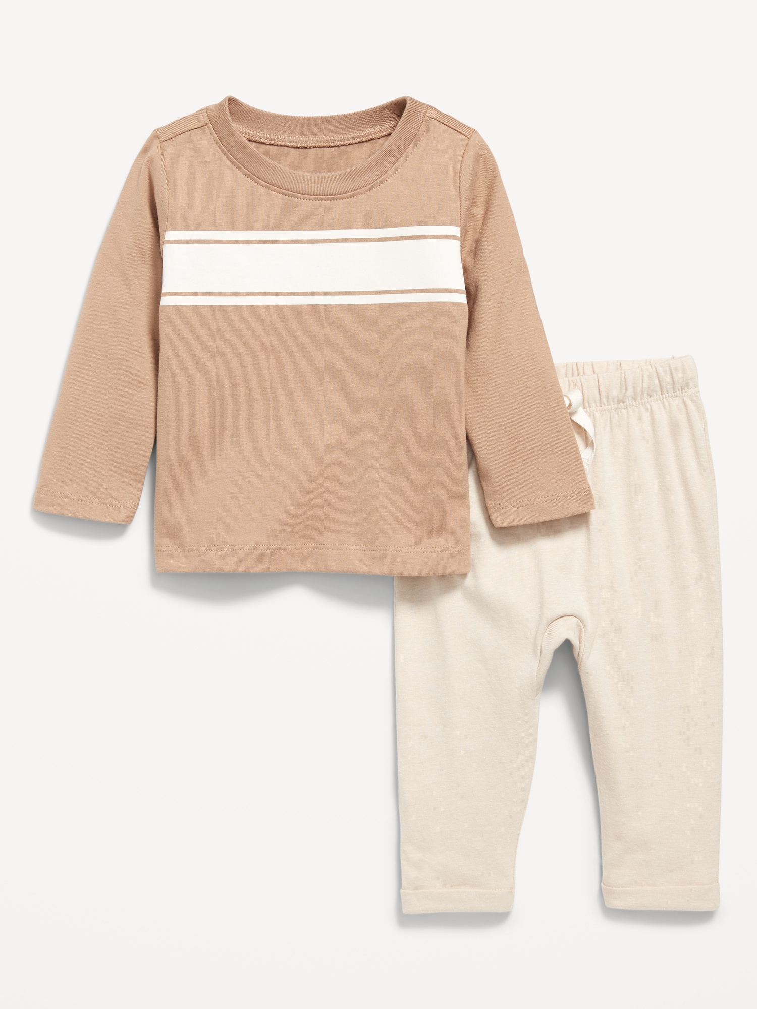 Long-Sleeve Jersey-Knit T-Shirt and Pants Set for Baby