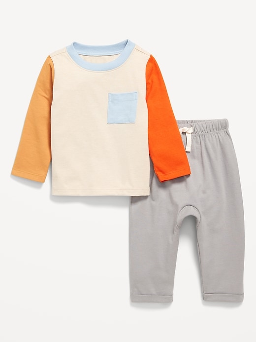 Voir une image plus grande du produit 1 de 2. Ensemble de t-shirt à poche à manches longues et pantalon pour bébé