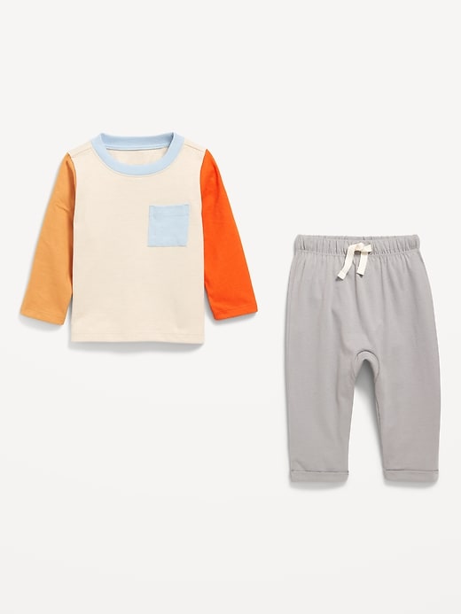 Voir une image plus grande du produit 2 de 2. Ensemble de t-shirt à poche à manches longues et pantalon pour bébé