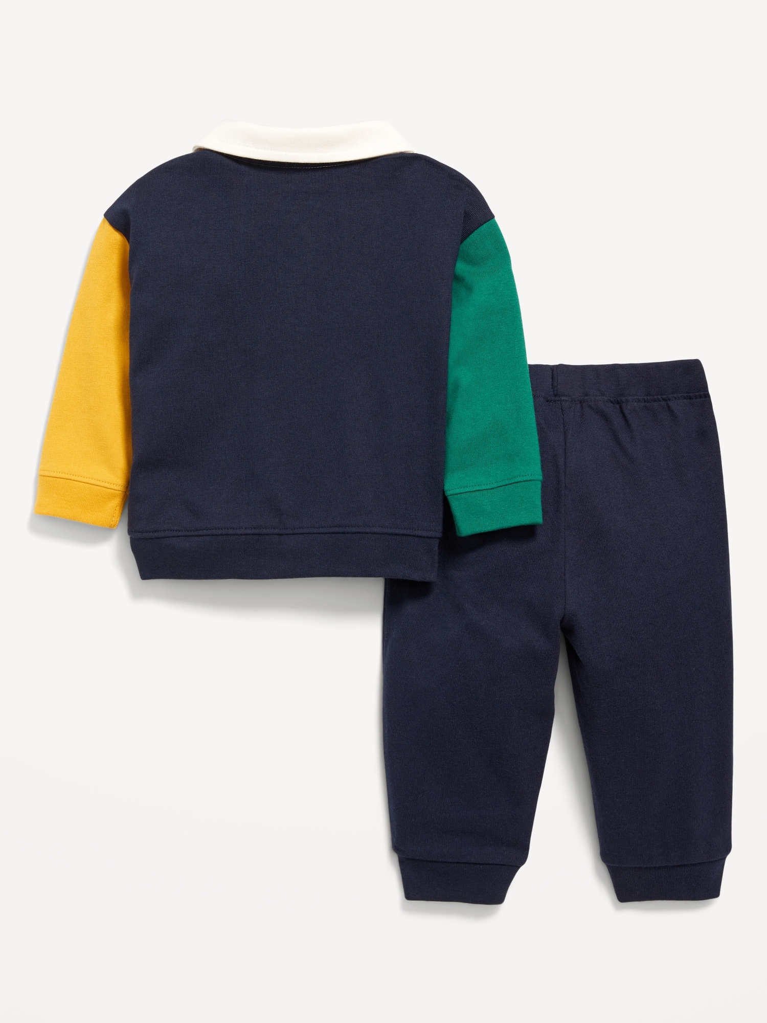 Long-Sleeve Jersey Knit Polo Shirt and Joggers Set for Baby