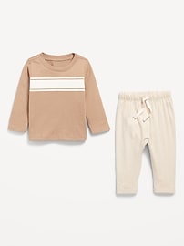 View large product image 3 of 3. Long-Sleeve Jersey-Knit T-Shirt and Pants Set for Baby