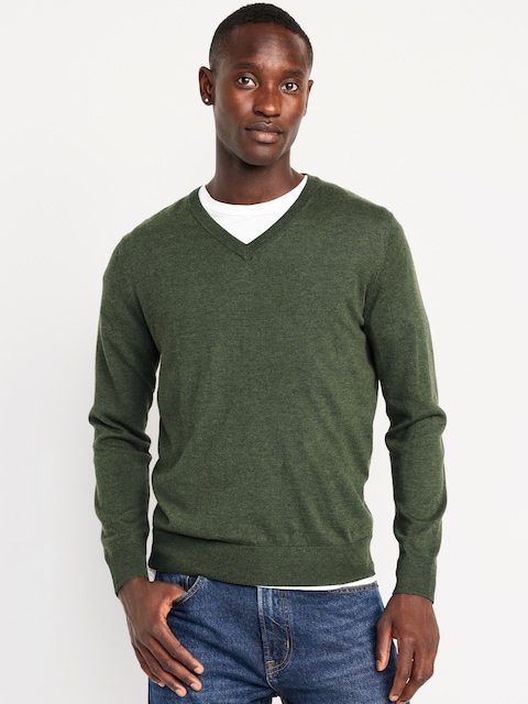 V-Neck Sweater - Dark Green Heather