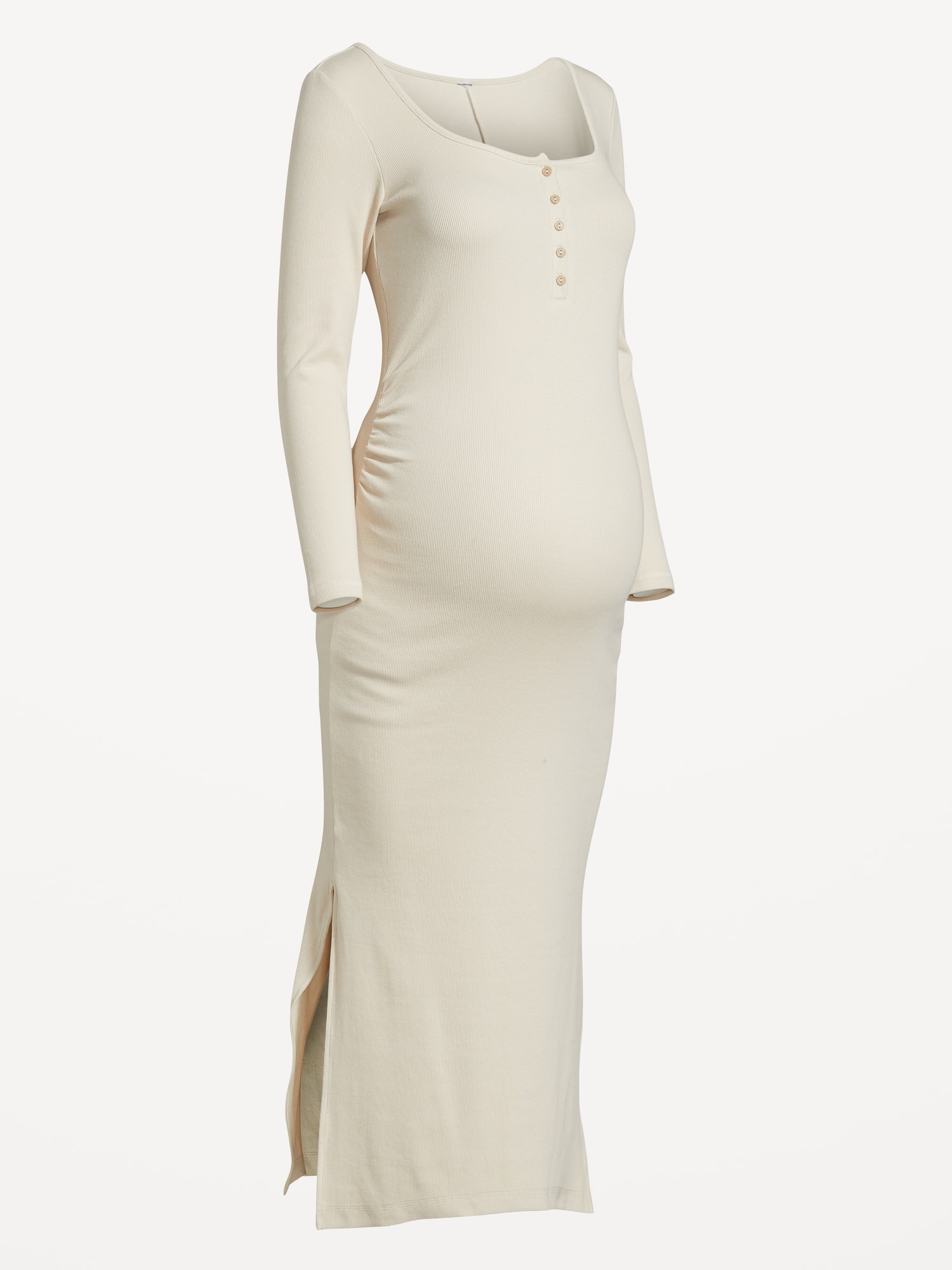 Maternity Long Sleeve Henley Midi Dress