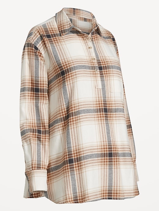 Image number 6 showing, Maternity Plaid Flannel Popover Shirt