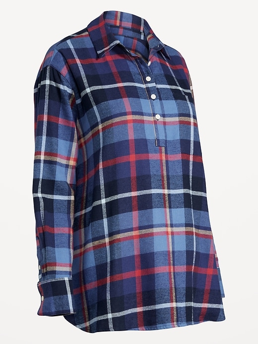 Image number 2 showing, Maternity Plaid Flannel Popover Shirt