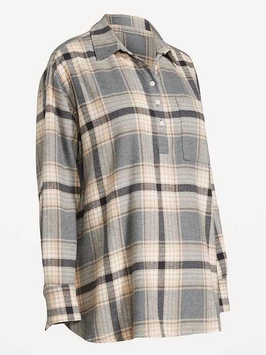 Image number 5 showing, Maternity Plaid Flannel Popover Shirt