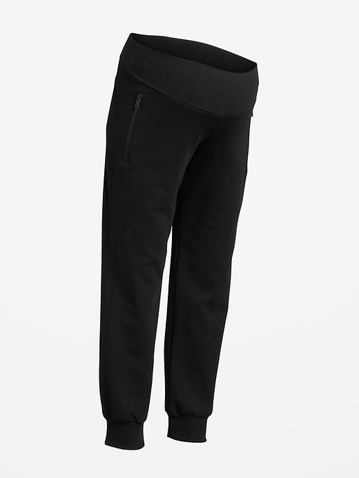 L'image numéro 4 présente Pantalon de jogging en Molleton dynamique à taille rabattable de maternité.