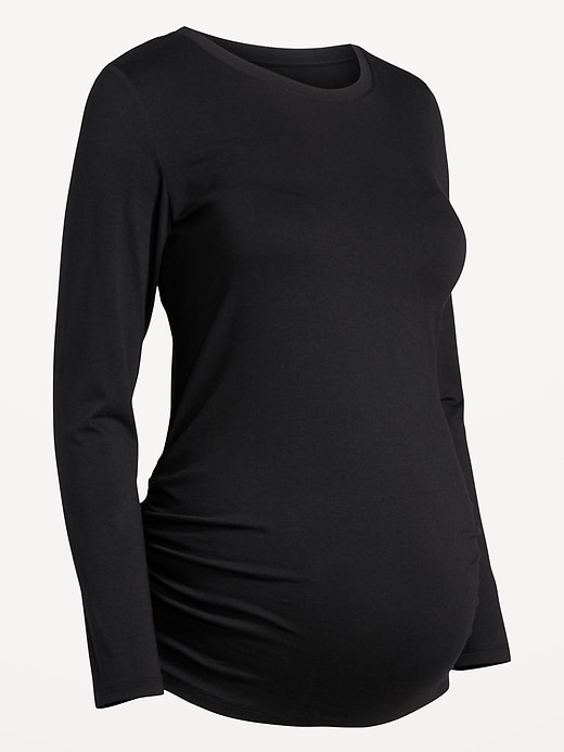 Image number 4 showing, Maternity Long-Sleeve Crew-Neck T-Shirt