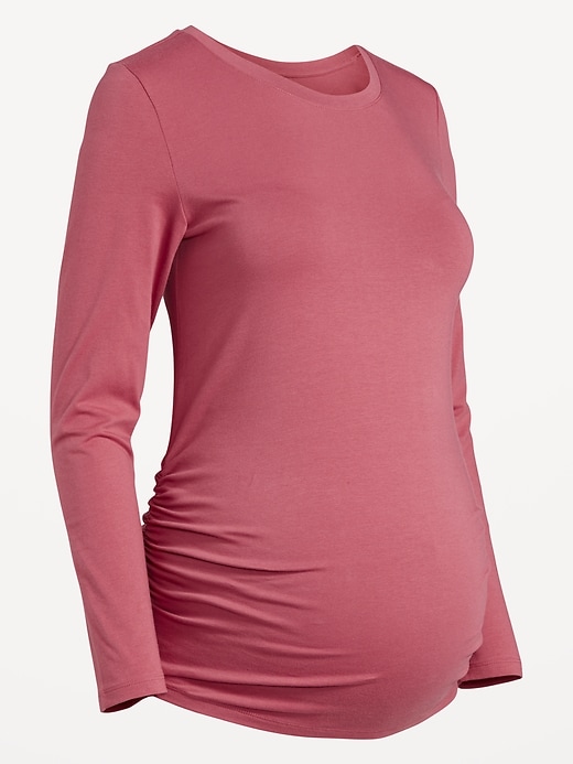 Image number 6 showing, Maternity Long-Sleeve Crew-Neck T-Shirt