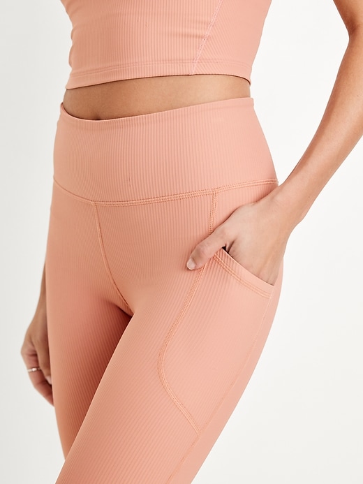 Image number 3 showing, High-Waisted PowerSoft Ribbed Leggings