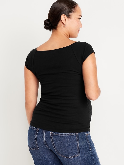 Image number 2 showing, Maternity Short Sleeve Cinch-Front Top