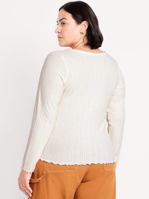 Image number 8 showing, Button-Down Pointelle Top