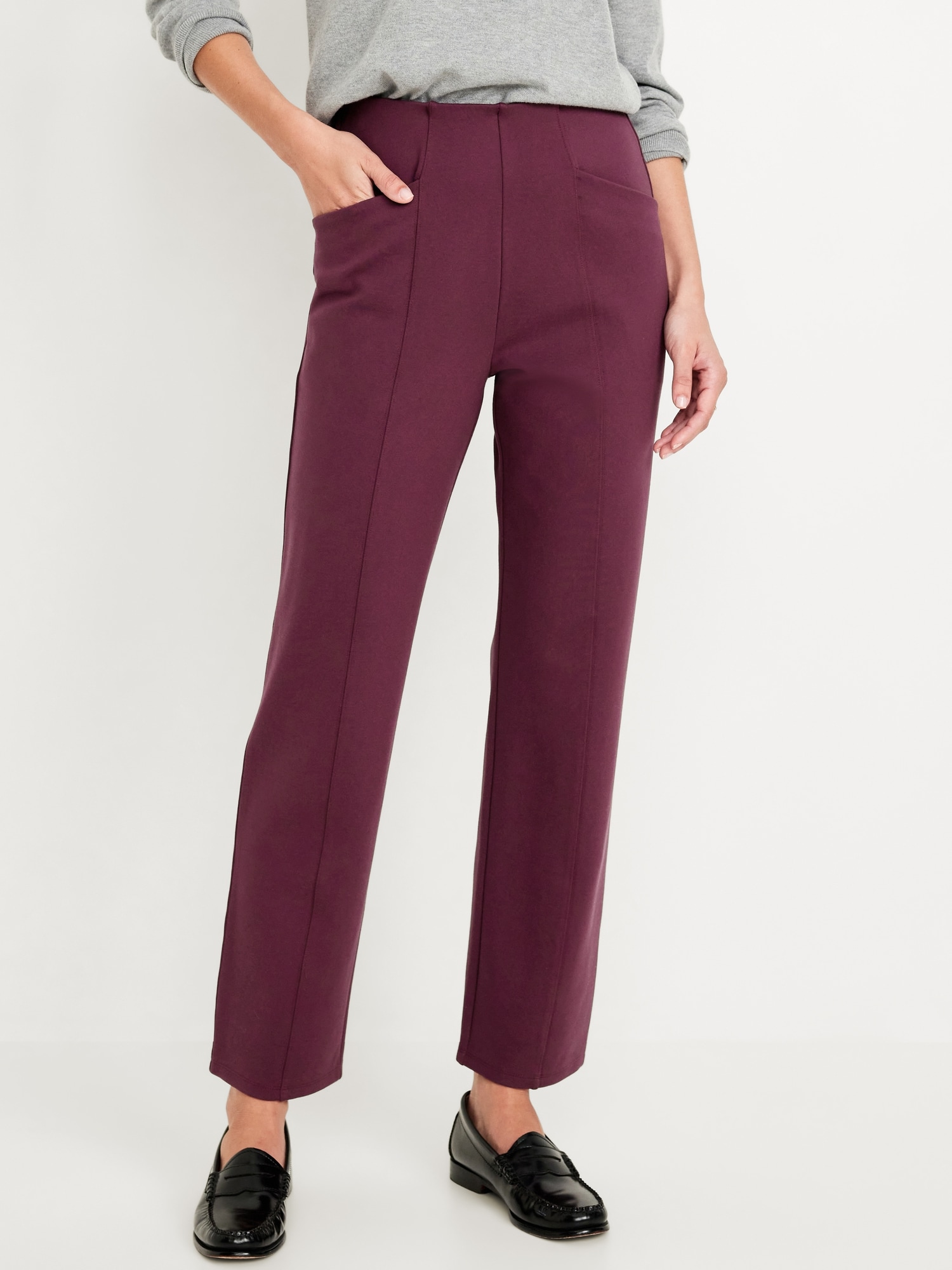 Extra High-Waisted Stevie Straight Pants - Red