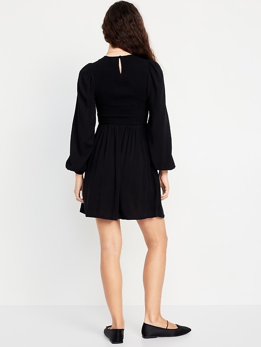 Image number 8 showing, Fit &amp; Flare Long-Sleeve Mini Dress