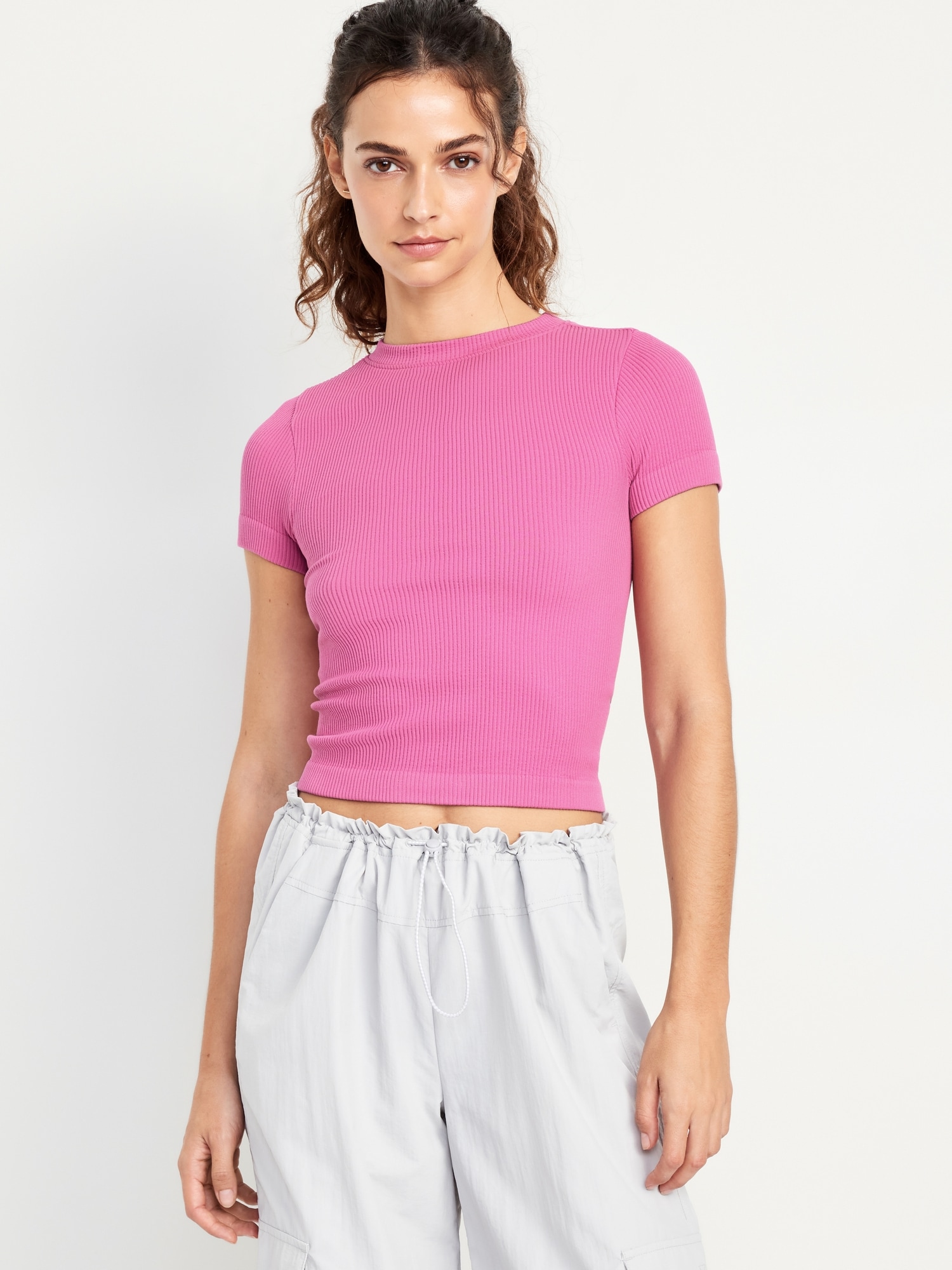 Fitted Seamless Ribbed T-Shirt