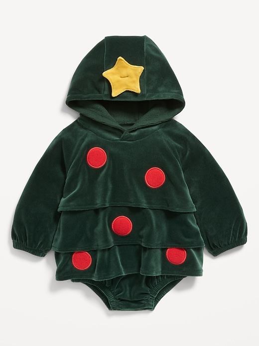 View large product image 1 of 2. Unisex &quot;Holiday Tree&quot; Costume Hooded One-Piece Romper for Baby