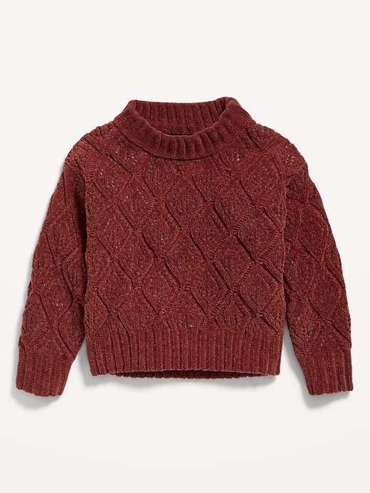 Voir une image plus grande du produit 1 de 1. Chandail ras du cou en tricot ajouré pour toute-petite fille