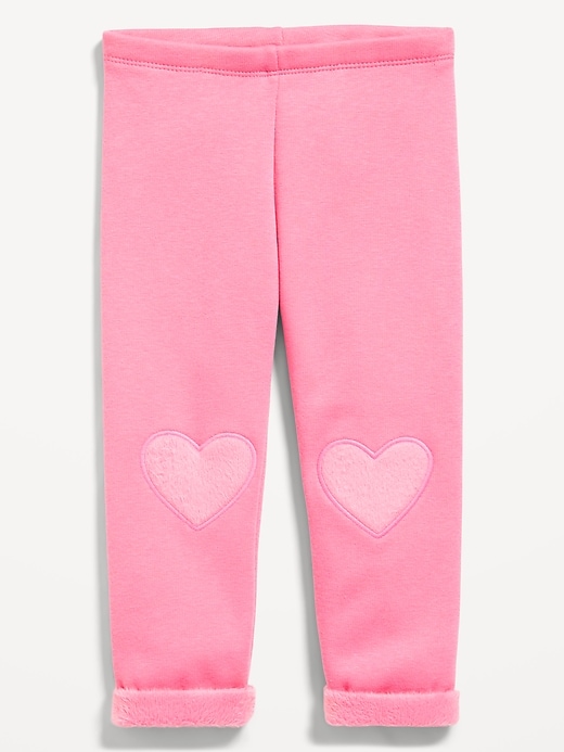 Voir une image plus grande du produit 2 de 2. Legging à doublure douillette en molleton avec applique en forme de cœur pour toute-petite fille