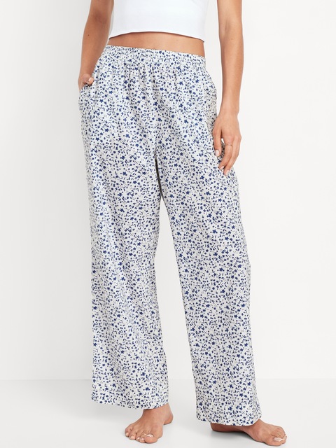 High-Waisted Poplin Pajama Pant