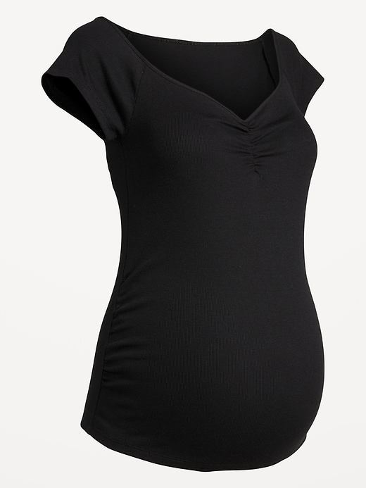 Image number 4 showing, Maternity Short Sleeve Cinch-Front Top