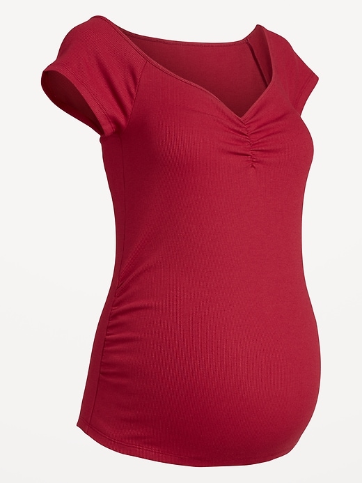 Image number 2 showing, Maternity Short-Sleeve Cinch-Front Top