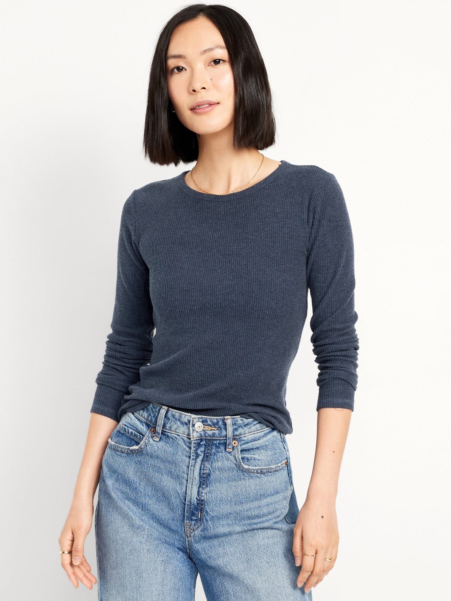 Plush-Knit Long-Sleeve T-Shirt