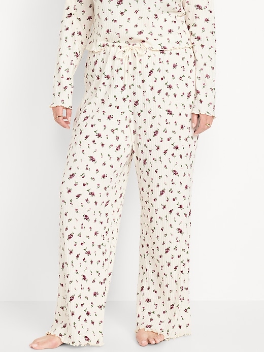 Image number 5 showing, High-Waisted Ribbed Pajama Pants