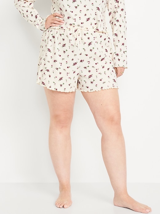 Image number 5 showing, High-Waisted Ribbed Pajama Shorts