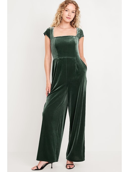 Image number 1 showing, Fit &amp; Flare Velvet Jumpsuit