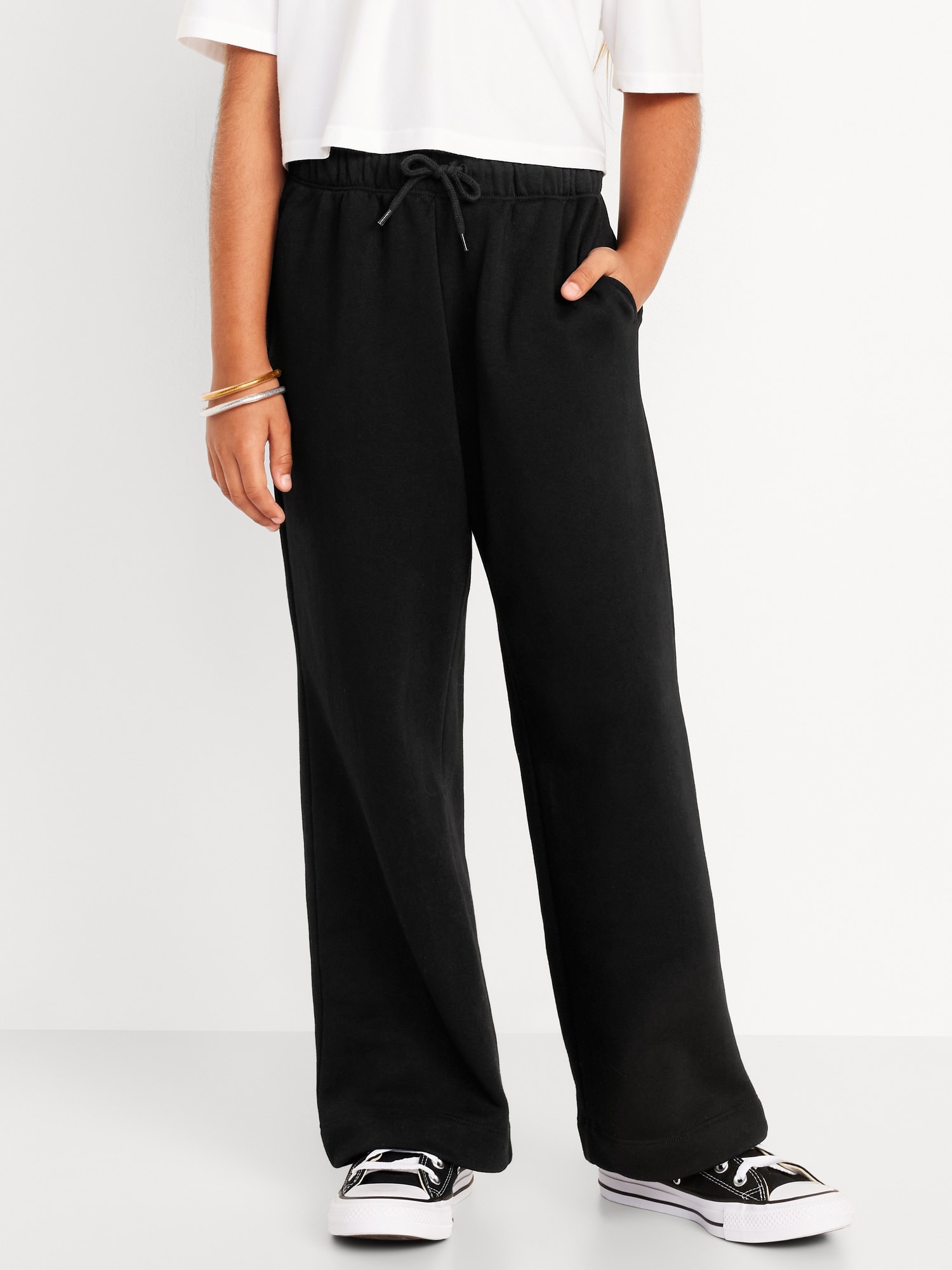 High-Waisted Straight-Leg Fleece Pants for Girls