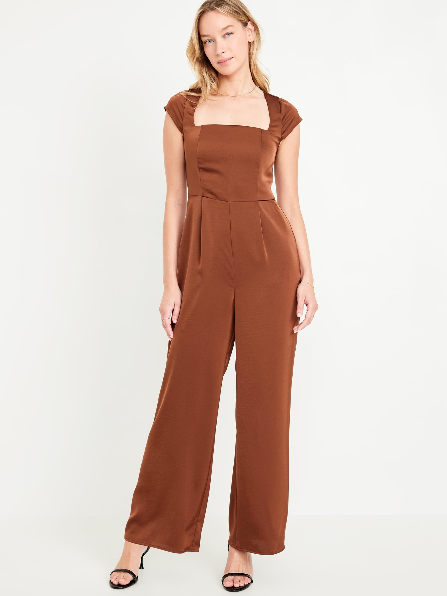 Fit & Flare Satin Jumpsuit