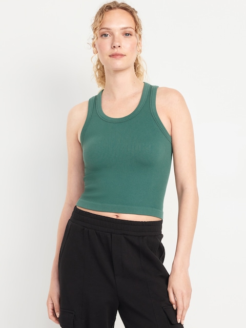 Exhale Seamless Fitted Rib Tank - Mossy Gate