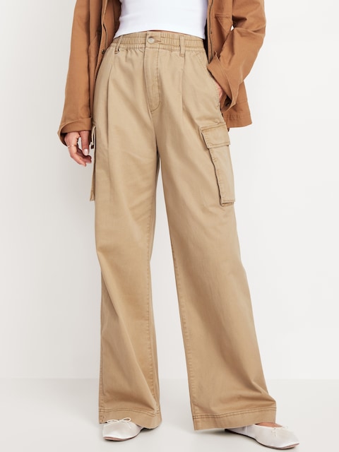 Pantalon cargo à jambe ultra-large à taille très haute