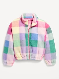 Voir une image plus grande du produit 3 de 5. Veste en Sherpa à imprimé à col montant et glissière pleine longueur pour fille