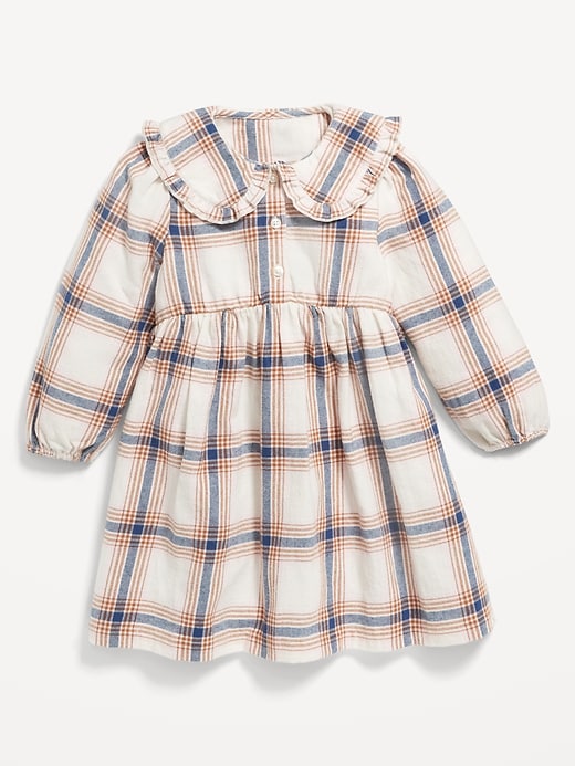 Voir une image plus grande du produit 1 de 1. Robe à col à manches longues en flanelle pour toute-petite fille