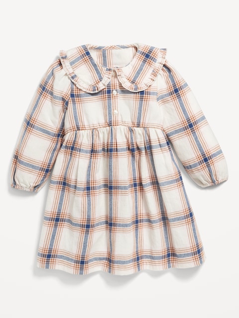 ROBE À COL À MANCHES LONGUES EN FLANELLE POUR TOUTE-PETITE FILLE