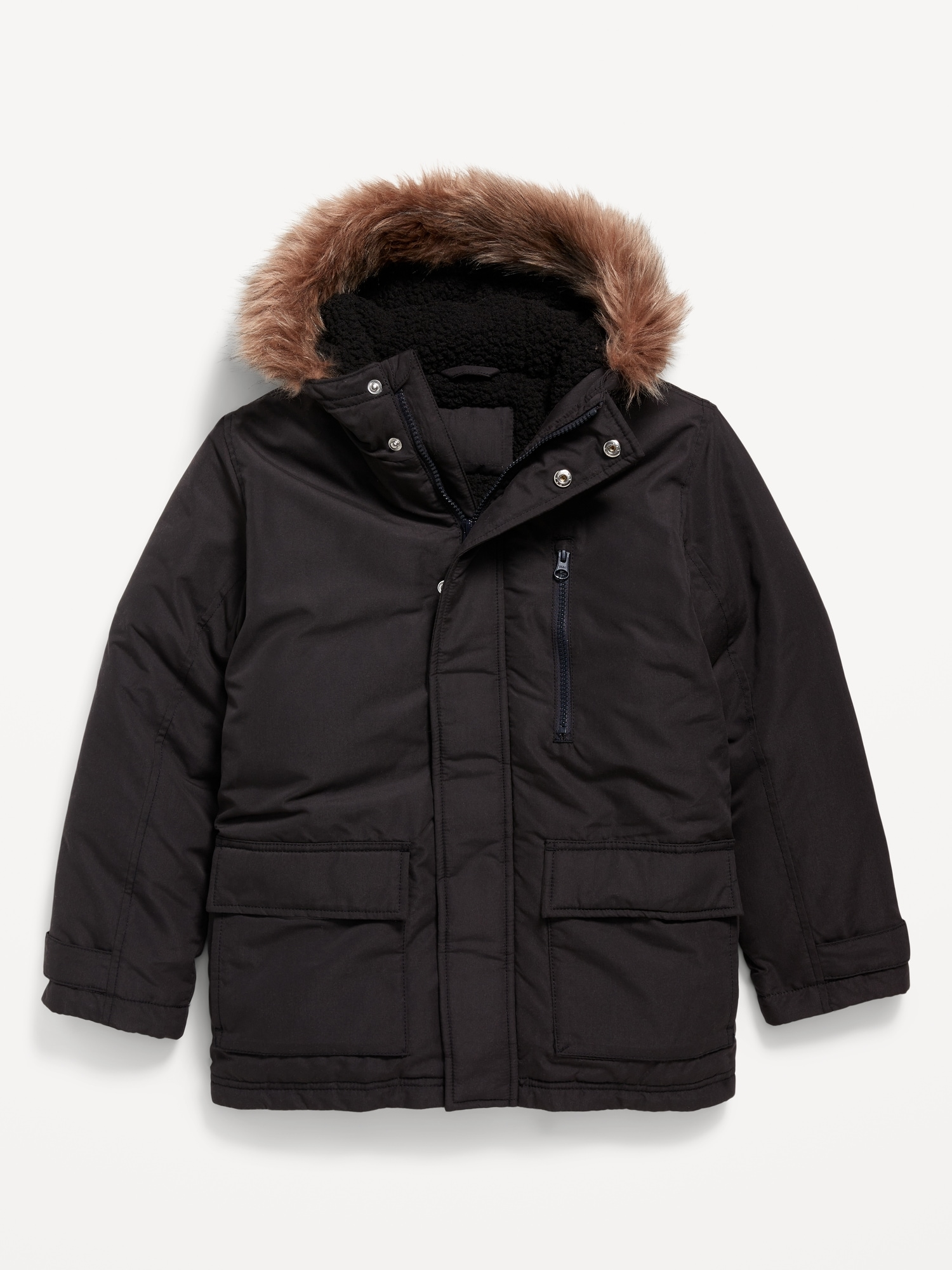 Water Resistant Sherpa Lined Hooded Parka Coat for Boys