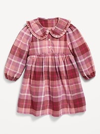 View large product image 3 of 3. Long-Sleeve Flannel Collared Dress for Toddler Girls