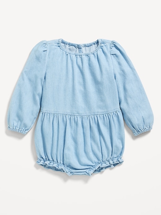 Voir une image plus grande du produit 1 de 2. Barboteuse une-pièce en chambray à manches longues pour bébé