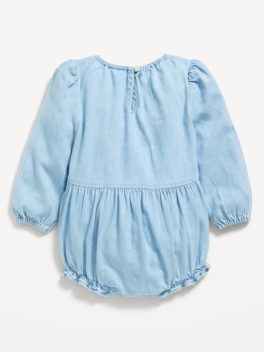 Voir une image plus grande du produit 2 de 2. Barboteuse une-pièce en chambray à manches longues pour bébé