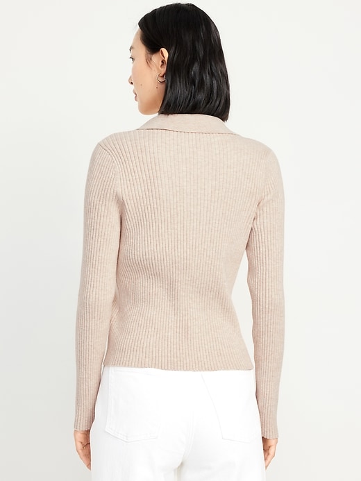 Image number 2 showing, Ribbed Crop Polo Sweater